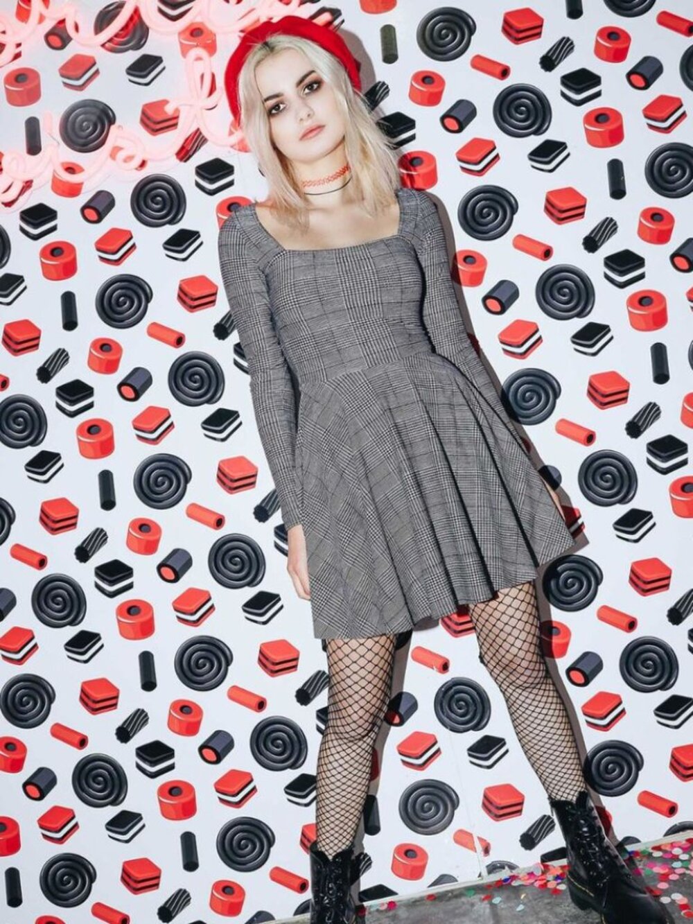 Blackmilk - Tweed Mono Squared Up Mini Skater Dress - Limited - Picture 4 of 8